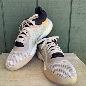 ADIDAS BOOST Marquee Low Men's Sz 12.5 F97280 Linen Black Flash Orange sneakers